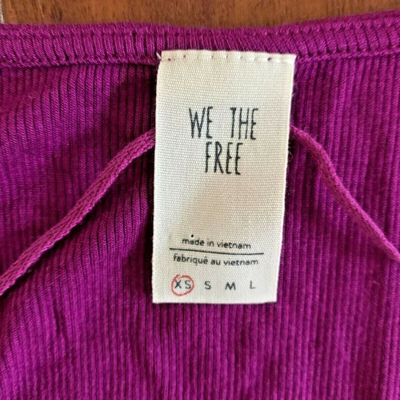 WE THE FREE People Purple Berry ON REWIND Ribbed Ruffle Long Sleeve Top Size xs - Picture 2 of 10